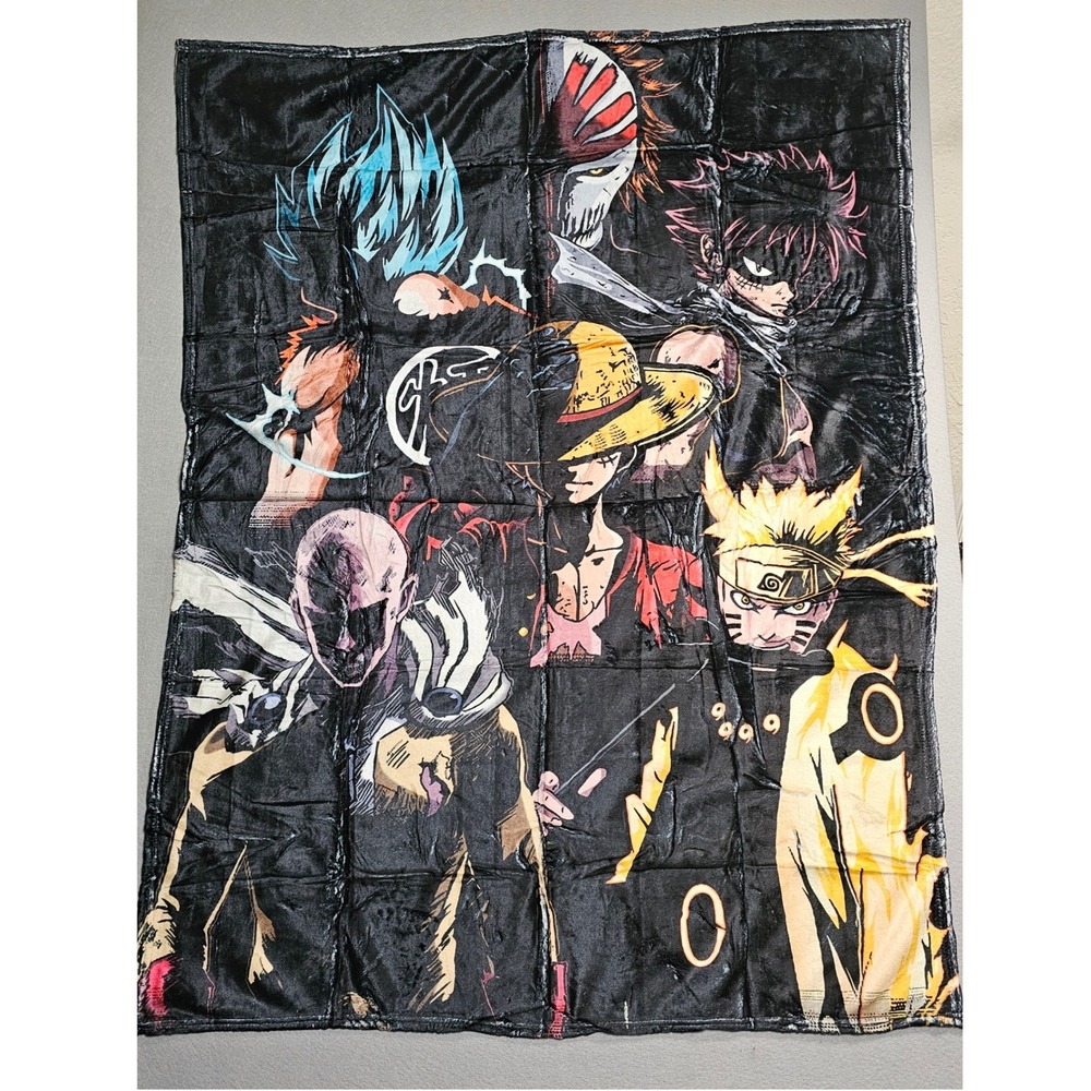 Japanese Anime Character Collage Throw Blanket LOBISUE 50×40 Black